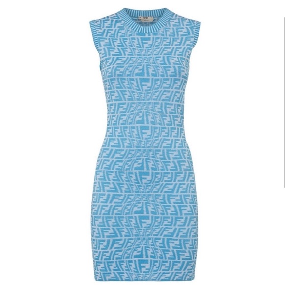 Blue Fendi logo dress size 2 - Picture 1 of 4